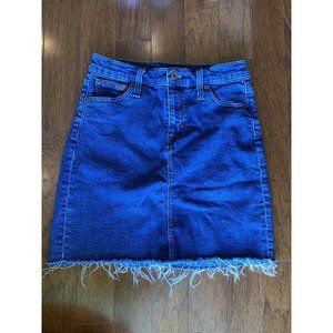J Crew Mercantile Jean Pencil Skirt Womens 00 Raw Hem Denim